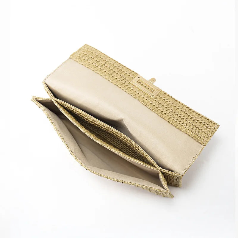 Straw Woven Clutch for Women Raffia Crochet Beach Rattan Causal Female Party Wedding Evening Bag New Summer Luxury Purse Handbag